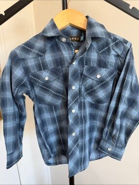 Roper Blue Plaid Snap-Front Button Down Shirt
